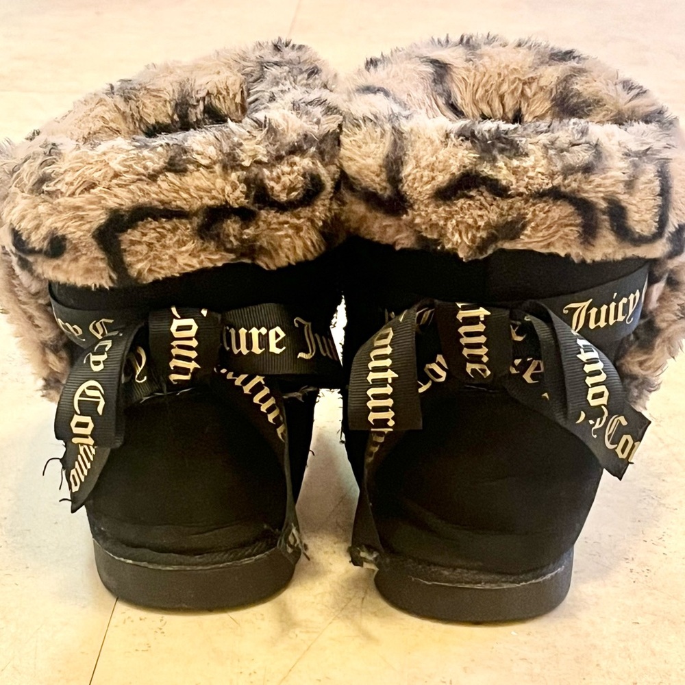 Juicy Couture Black and Tan Leopard Winter Boots